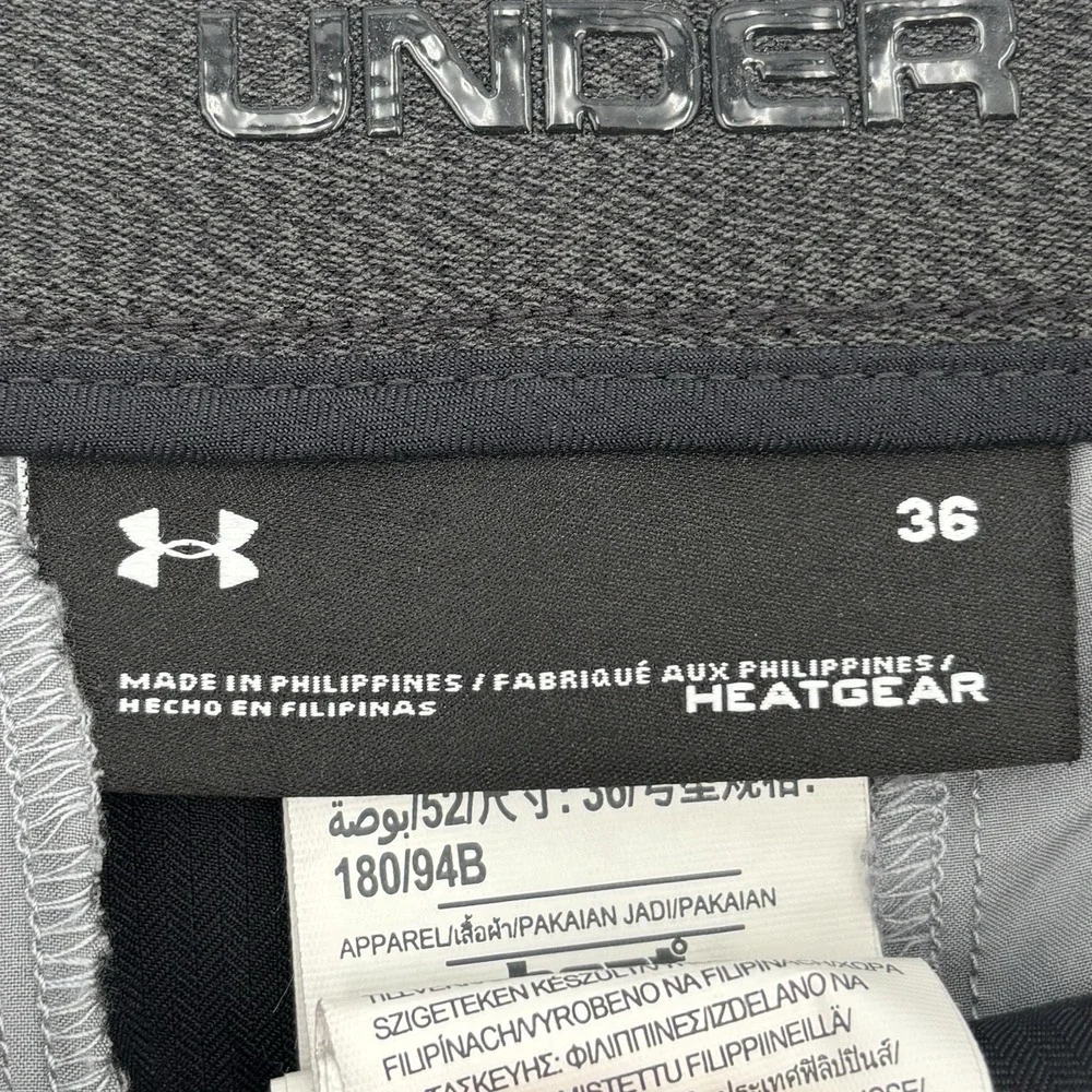 Under Armour HeatGear Golf Shorts Men 36 Black Herringbone Flat Front $65 MSRP